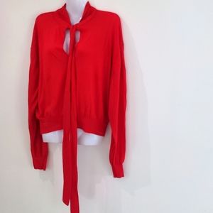 Zara red cropped necktie sweater